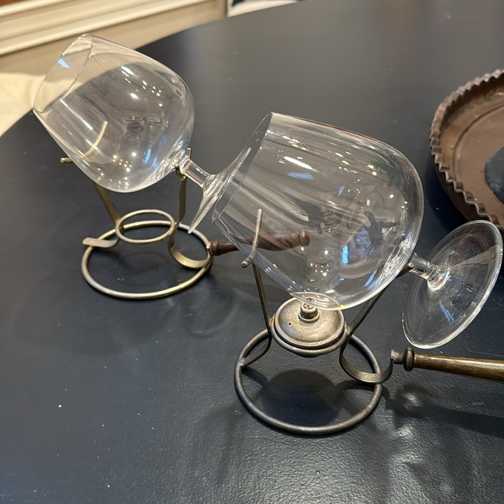 Vintage Brandy Snifter & Warmer Set of Two - With One Candle Warmer